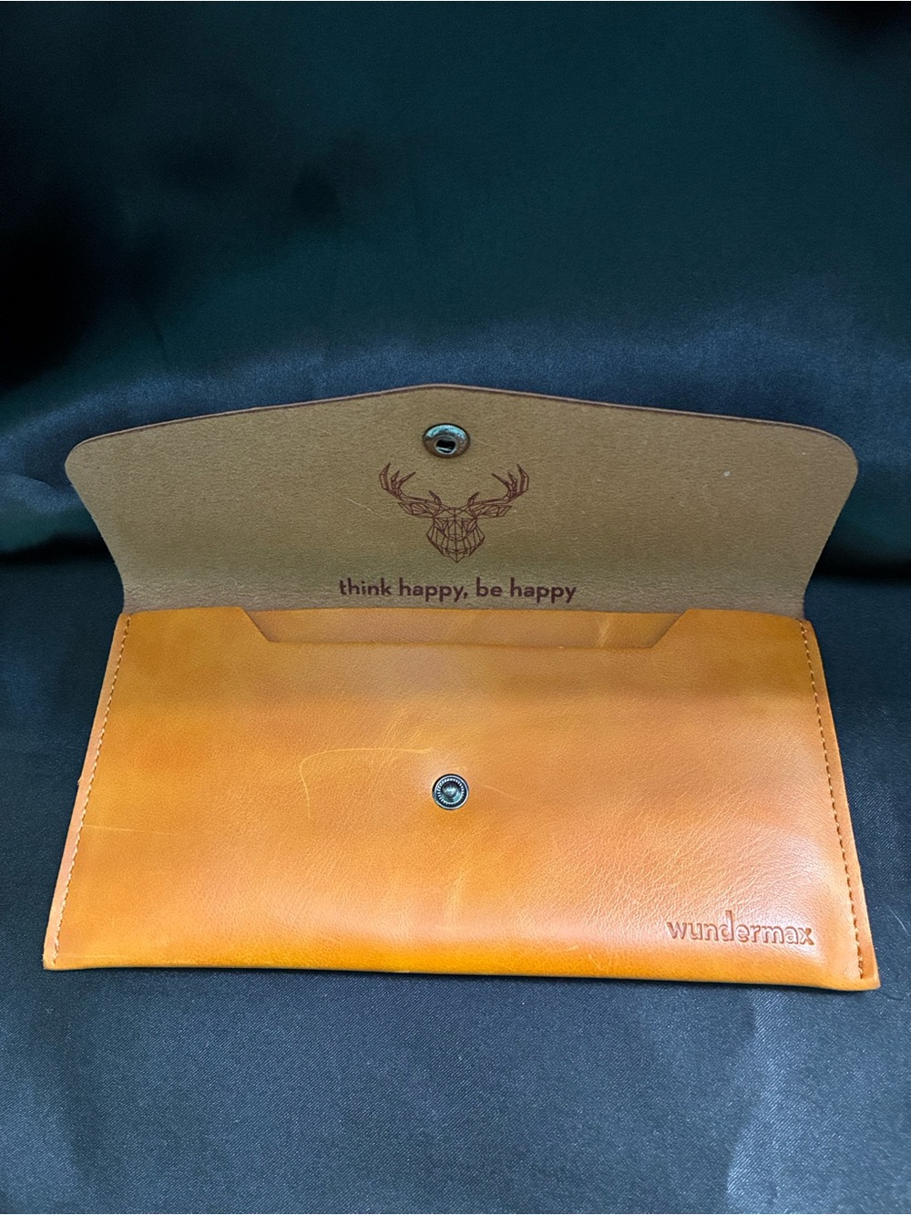 Cognac Leather Clutch Wristlet - Think Happy, Be Happy